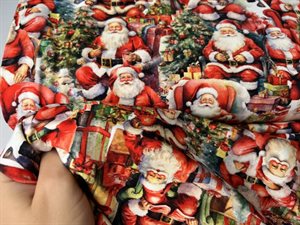 Bomuldsjersey - den søde julemand med alle sine gaver